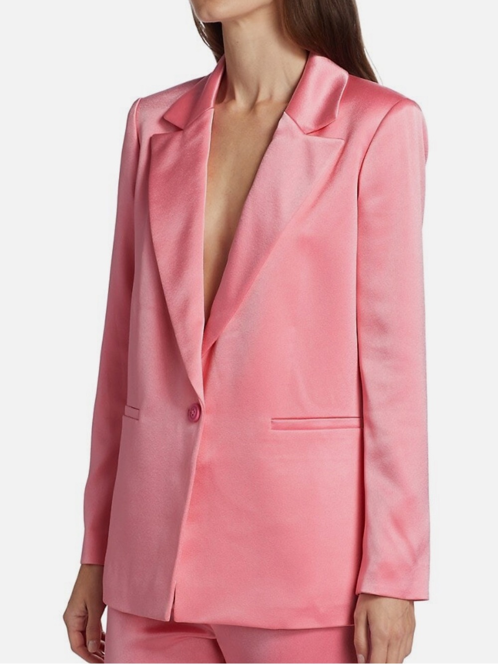 Alice + Olivia Denny Satin Single-Button Boyfriend Blazer Pink 0